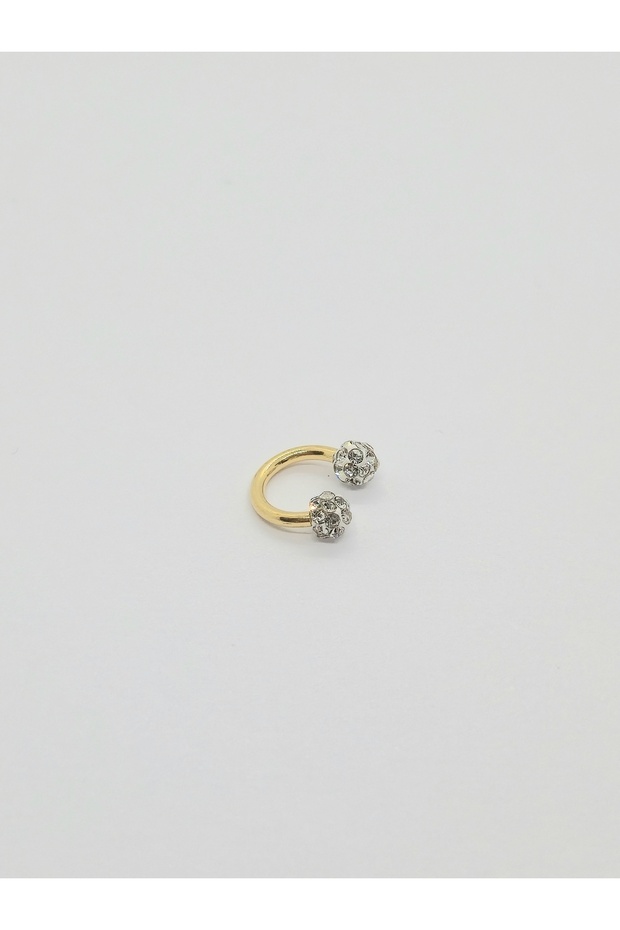 Paslanmaz Çelik Zirkon Taşlı 6 mm Dudak Labret Tragus Helix Piercing Küpe ( Çap: 6 mm ) (Taş: 3 mm ) - 5