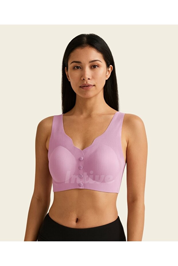 Elise Imported Ribbed Front Snap Button Openable Premium Quality Seamless Laser Cut Bralet