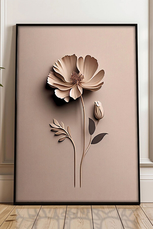 Çiçek Vazo tasarımlı Çerçeve Görünümlü Mdf Tablo - 1