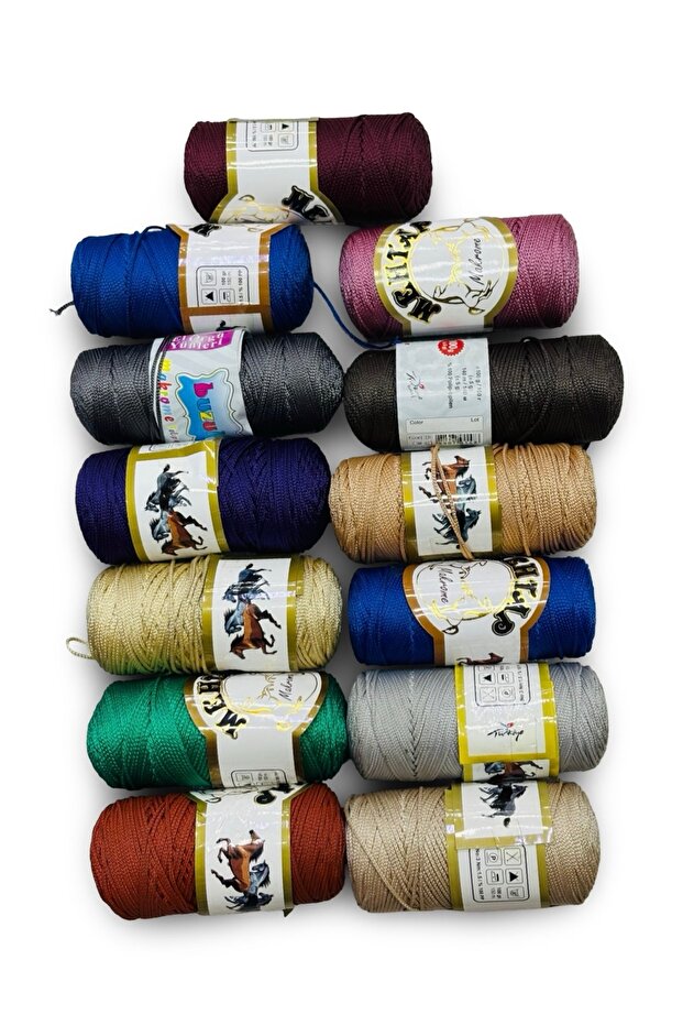 10 قطع 100 جرام خيوط مكرامية بوليستر مختلط الألوان، خيوط مكرامية، مكرامية لامعة - 2