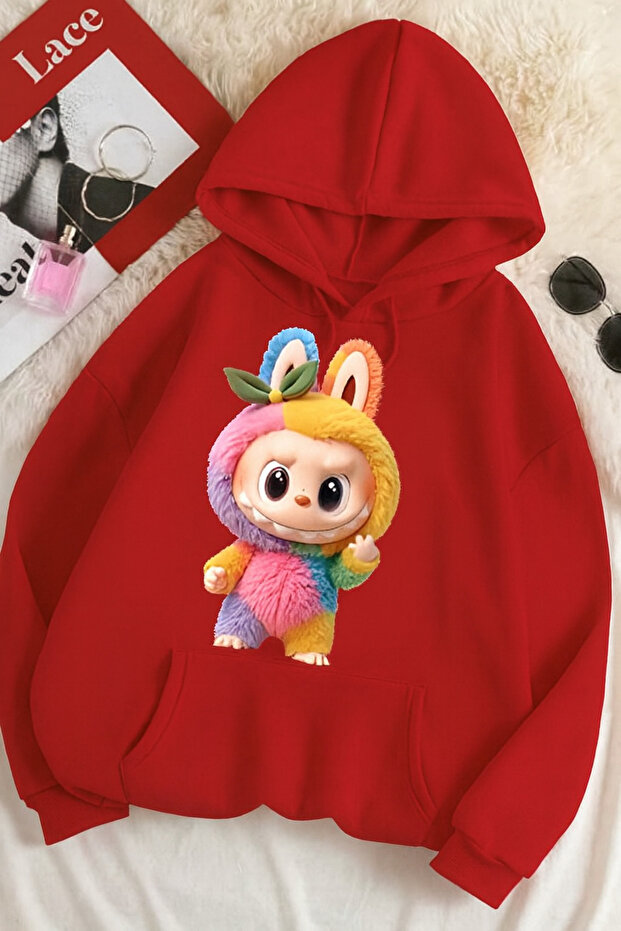 سويت شيرت مطبوع عليه 3 خيوط للجنسين مقاس كبير – نمط أرنب لابوبو 🐰