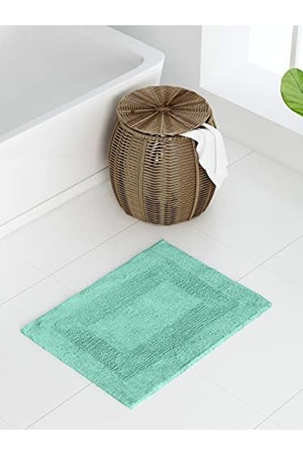 Home 850 GSM Green Cotton Bath Mat (40 cm X 60 cm)
