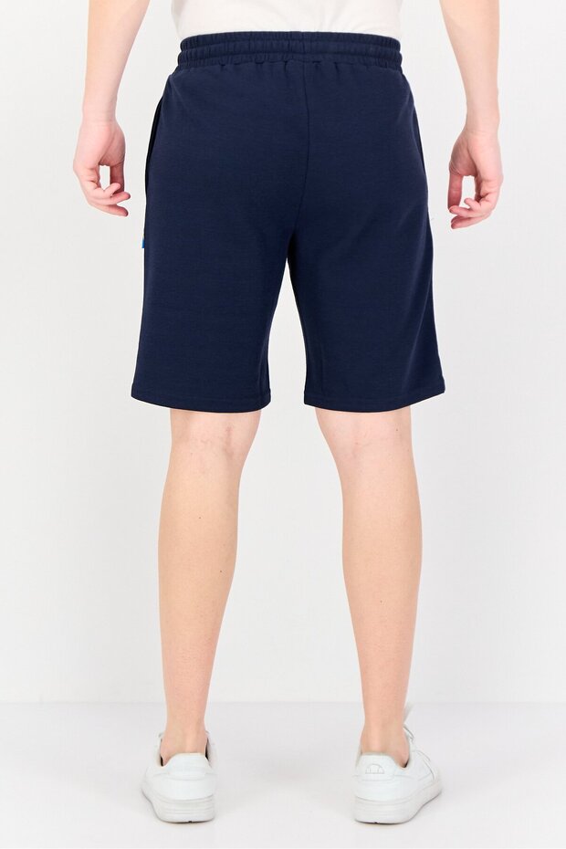 شورت رجالي أساسي منقوش، أزرق داكن - 4