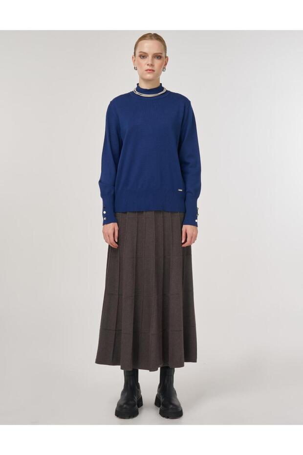 Basic Viskon Triko Kazak İndigo - 4