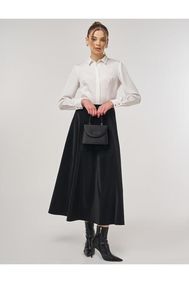 Parça Dikişli Çan Etek Siyah - 1