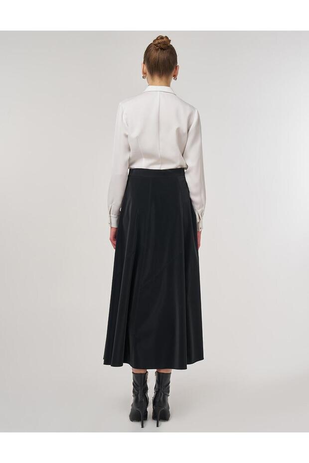 Parça Dikişli Çan Etek Siyah - 4