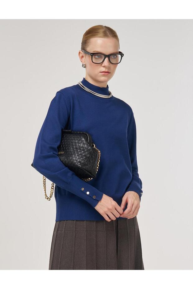 Basic Viskon Triko Kazak İndigo - 1