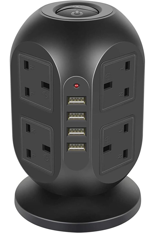 24-Hole Vertical Tower Socket with 4 USB Sockets - 1