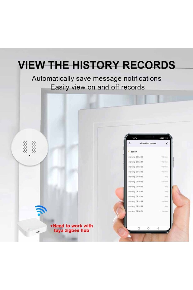 Vibration Sensor with Zigbee function Detection Tuya Smart Life APP Notification Real-Time Motion... - 5