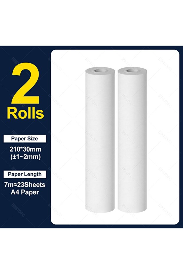 2 Rolls A4 Thermal Paper Thermal Printing Paper 210*30mm for A4 Wireless Bluetooth A40 Portable Prin