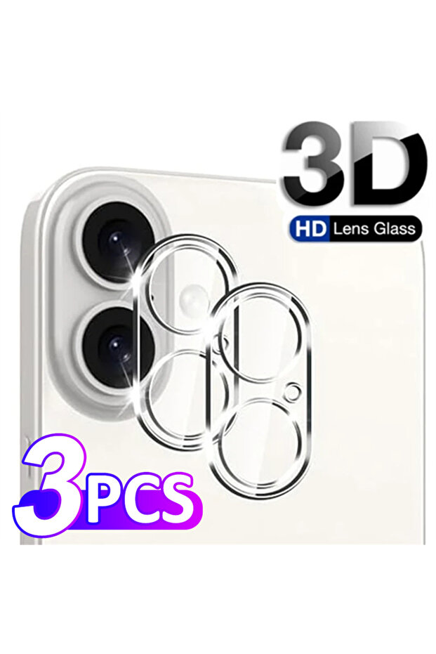3 قطع لهاتف iPhone 16 16Plus 3 قطع واقي عدسة الكاميرا Ultra HD من الزجاج المقوى لهاتف iPhone 16 15 14 13