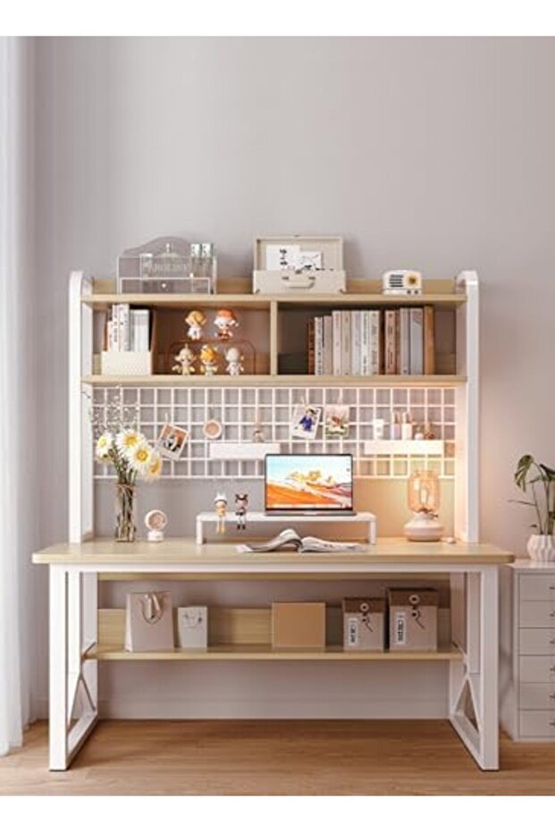 Simple Desktop Computer Table, Desk And Bookshelf, Suitable for Study/Office/Storage - 2