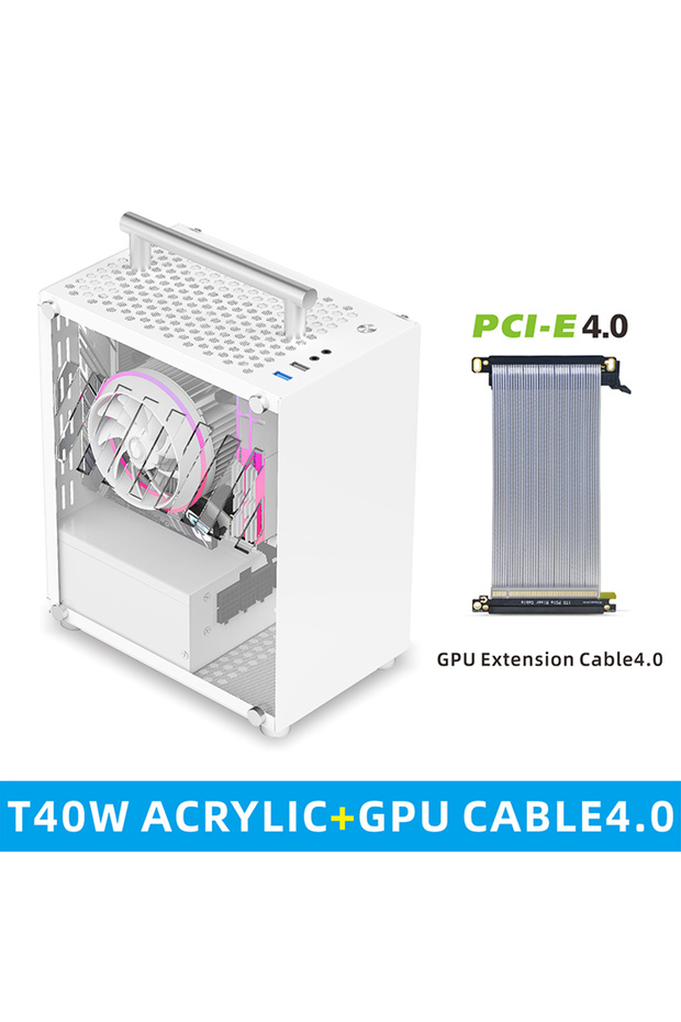 T40 White ACR 4.0 METALFISH T40 Mini ITX Case 7L Acrylic أو Mesh Side Panel and Portable Handle Supp - 1