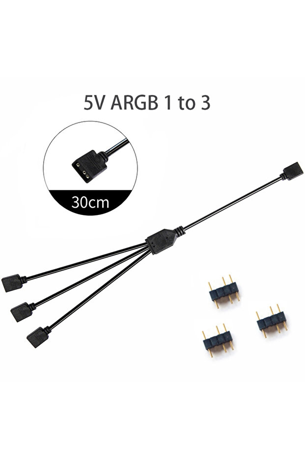 30cm 5V-1to3 LDPCSJ Sync Motherboard Cable 4PIN 12V RGB 3PIN 5V ARGB 1 to 2/1 to 3/1 to 4/1to 5 Exte