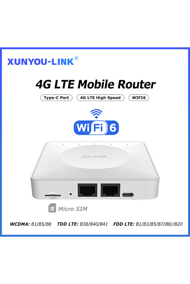 جهاز توجيه 4G LTE WiFi 6 مودم بطاقة SIM يدعم 32 اتصالاً بالأجهزة جهاز توجيه لاسلكي محمول Typc-C I... - 7
