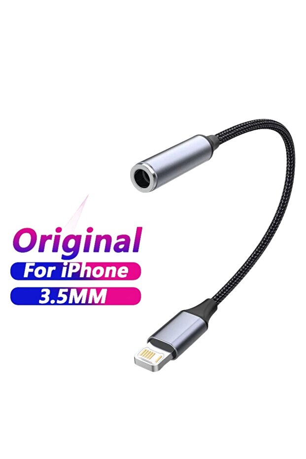Nylon black Audio OTG Adapter For iPhone 14 13 12 11 Pro Max Aux Jack Headphone 3.5 mm To Headphone