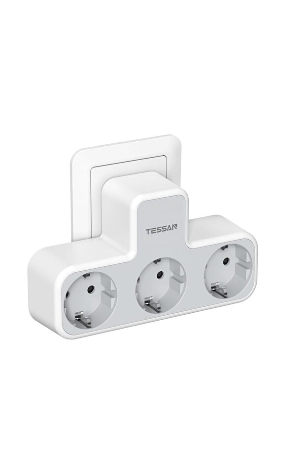 European plug Gray 3 Outlet TESSAN Multiple Socket Power Strip with 3 Outlets, 3-In-1 European Plug - 1