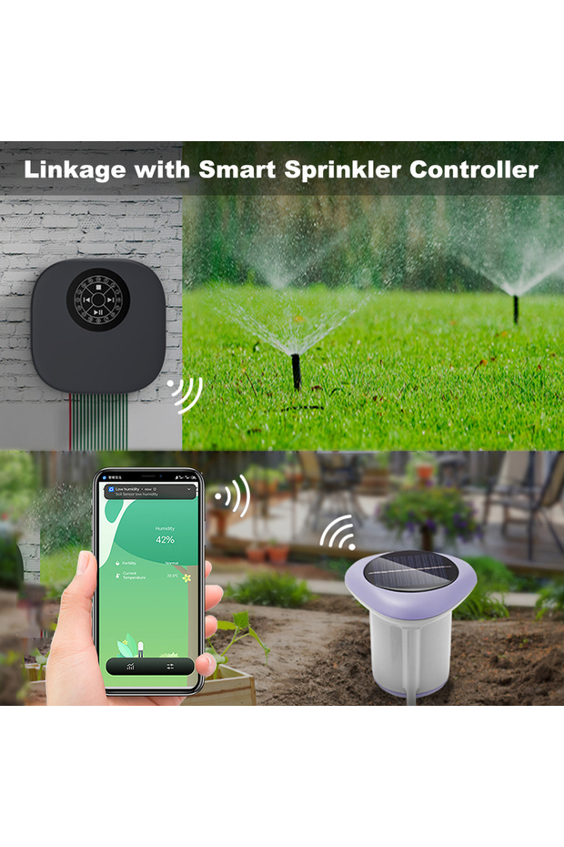 GRAY Smart Tuya Zigbee Solar Soil Sensor Tester Planting Moisture Temperature and Humidity Meter IP6 - 5