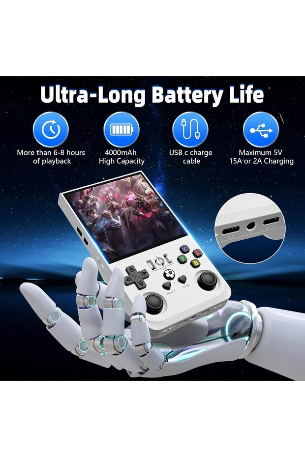 R36MAX Retro Handheld Game Console, 4.0 Inch IPS Screen, 64GB Memory, Portable Arcade Video Gaming C - 3