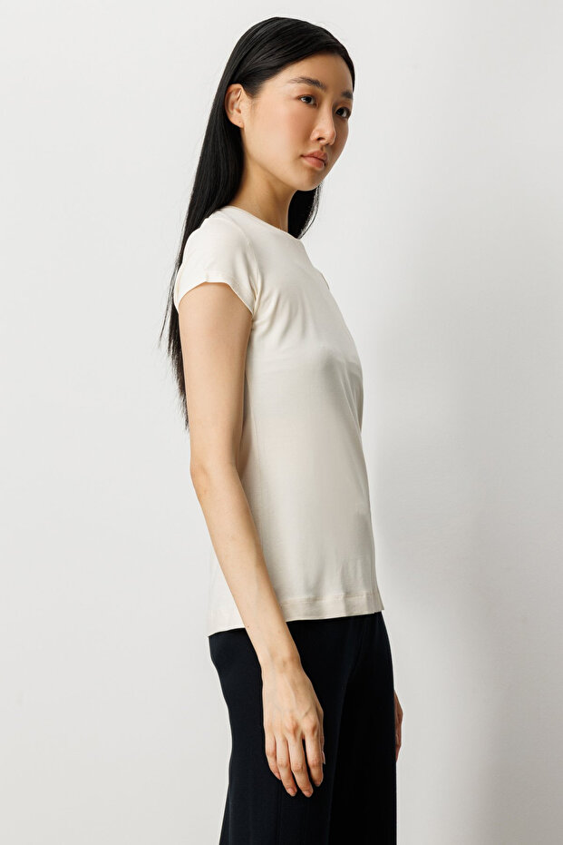 Блуза с ръкав без яка Basic Bluz - 3