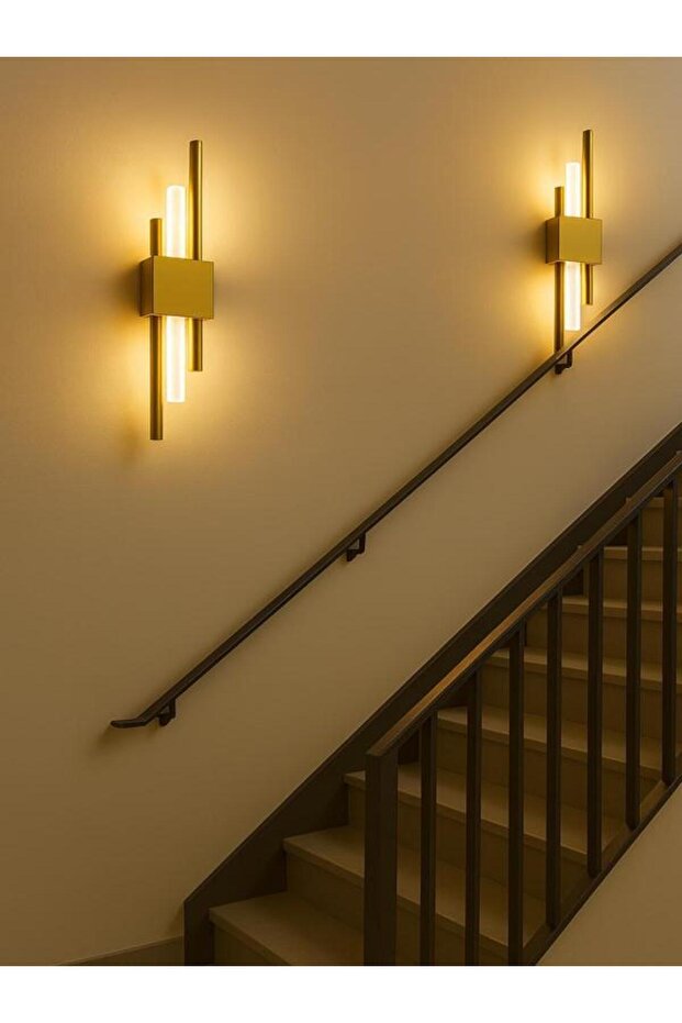 Modern Gold Kaplama Kutu Model Şarjlı Aplik 3000K Gün Işığı LED Duvar Lambası - 3