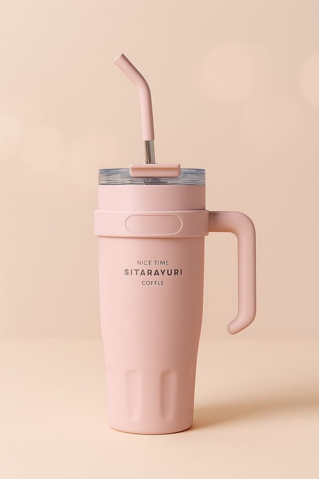 40oz Stainless Steel Tumbler with Handle – Leakproof, Insulated Travel Mug with Lid & Straw