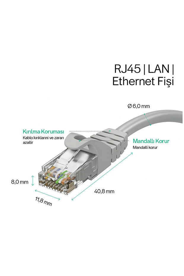 1 Metre CAT7 UTP Ethernet Network İnternet Lan Ağ Kablosu - 2