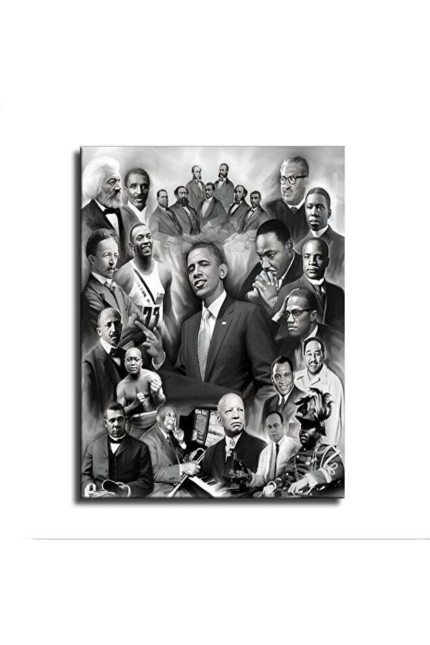 Obama Malcolm X and Martin Luther King Poster (30x40 cm) Framed