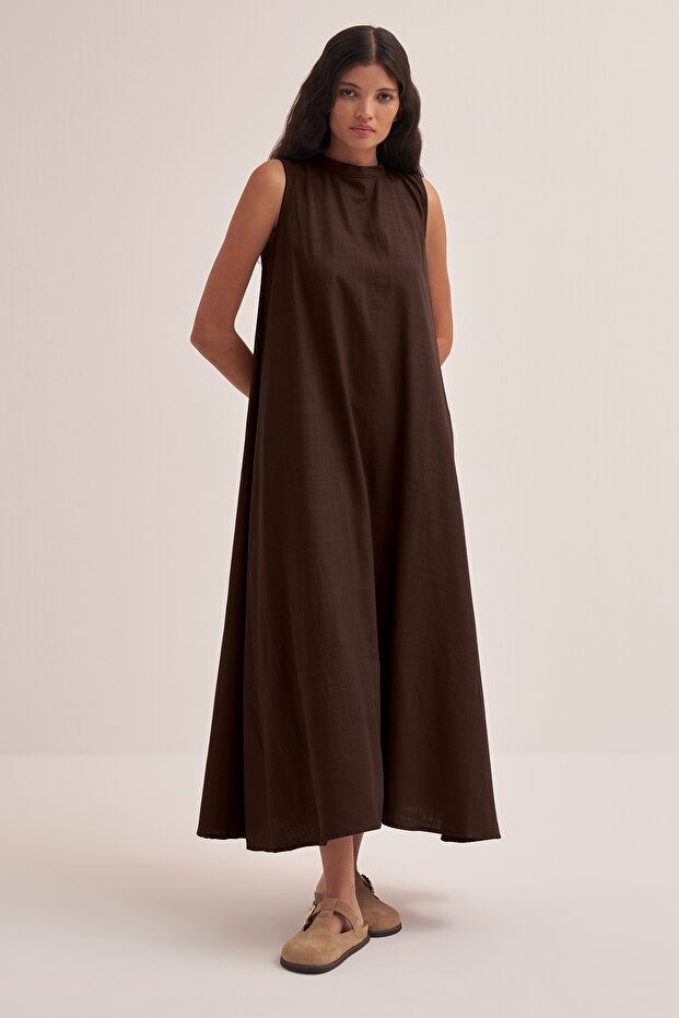 Women's Organic Cotton Sleeveless Dress Bitter Brown