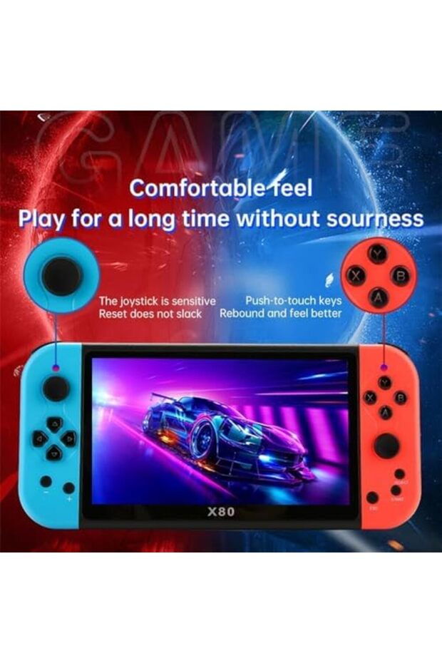 وحدة تحكم ألعاب محمولة X80 ريترو - شاشة عالية الدقة 7 بوصات، أكثر من 10,000 لعبة كلاسيكية مدمجة، تدعم 10 محاكيات - 2