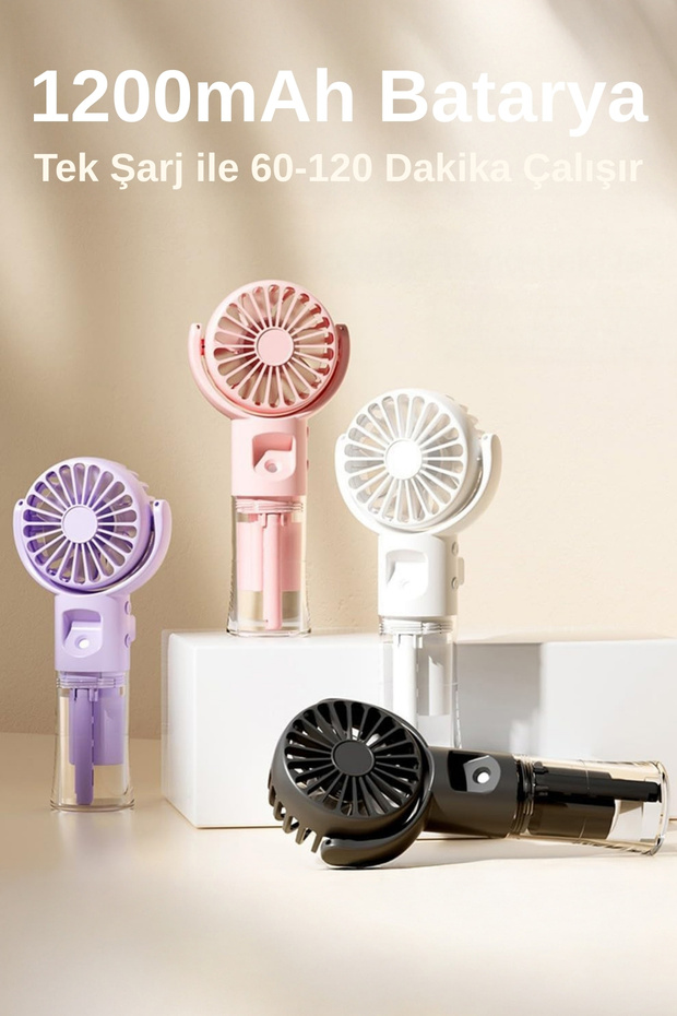 Taşınabililir Su Hazneli Mini Usb Şarjlı 3 Kademeli Askılı El Vantilatör Fan Soğutucu F4 - 5