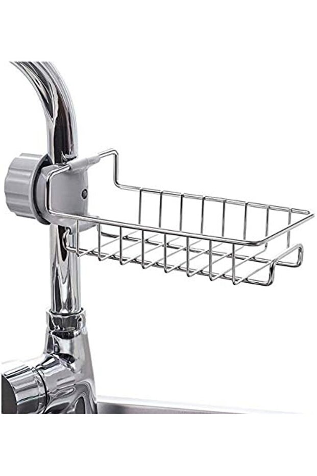 SHOWAY Kitchen Faucet Sponge Holder Stainless Steel Sink Caddy Organizer Drain Rack