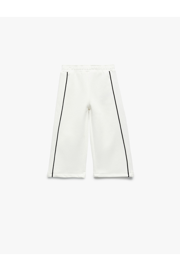 Wide Leg Sweatpants with Elastic Waist, Cotton, Plain