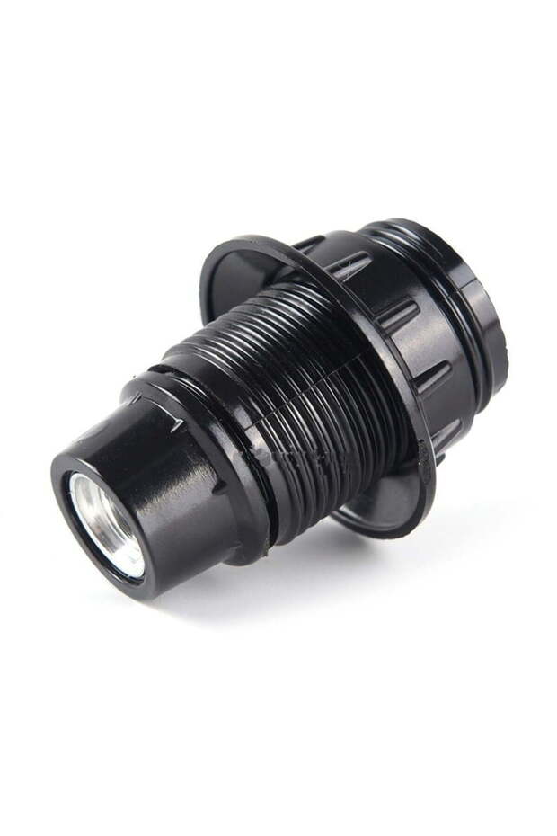 Bulb Socket, E14, Plastic with Skirt, Black - 4