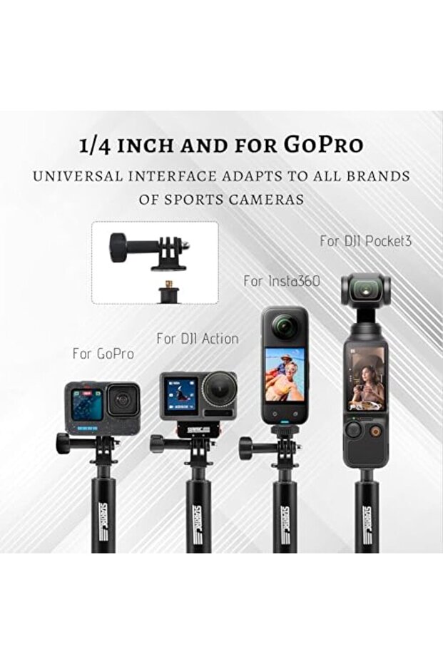 CENXI Invisible Selfie Stick, 1/4 Extended Monopod Pole, Solid and Compact Design for Insta360, for - 4
