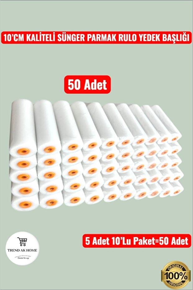 10’CM YÜKSEK KALİTELİ SÜNGER PARMAK RULO YEDEK BAŞLIĞI (50 ADET ) - 3