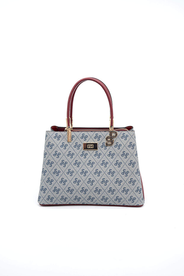 Gray - Claret Red Monogram Women's Handbag Sp1098