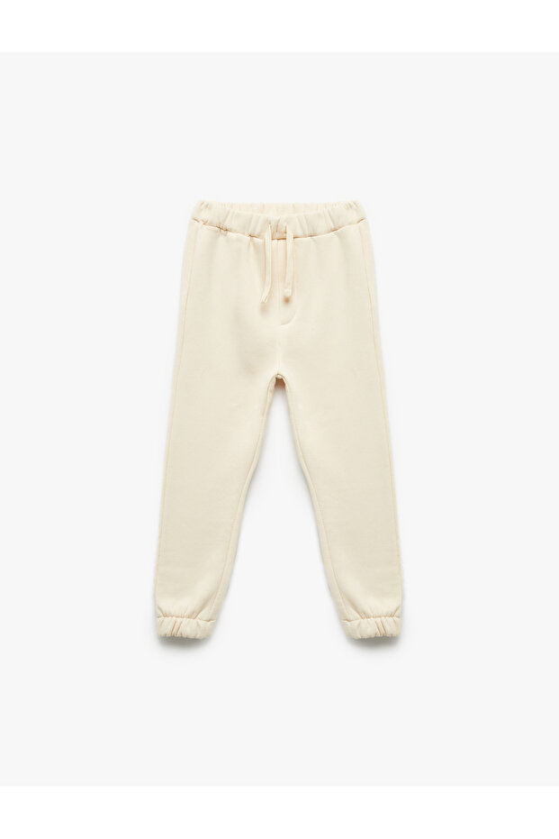 Cotton Basic Fleece-Lined Jogger Sweatpants with Tie-Up Waist