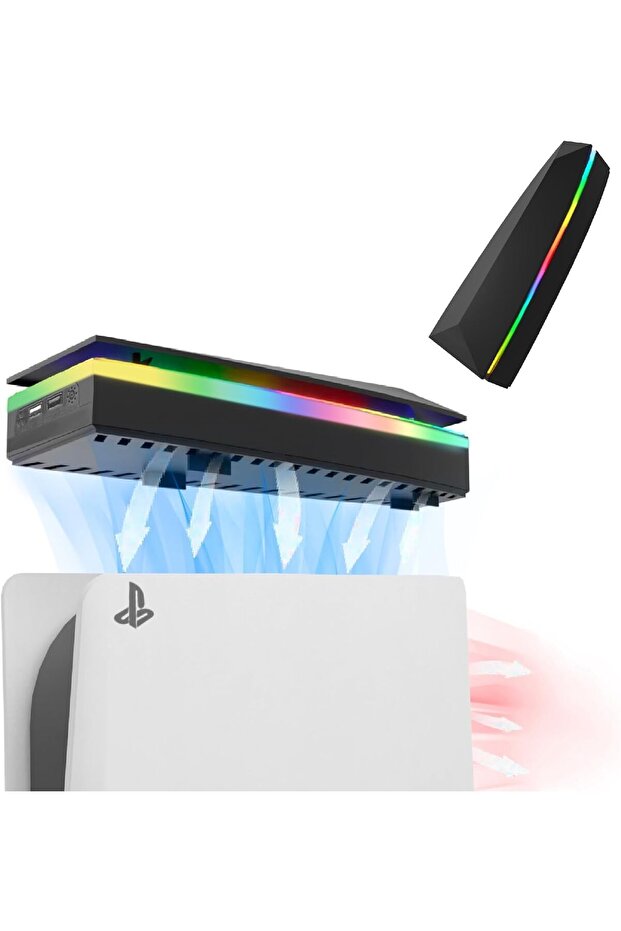 CENXI for PS5 Cooling Fan, for PS5 Fan with 7 Modes RGB Light, Low Noise Cooler for Playstation 5 Di - 1