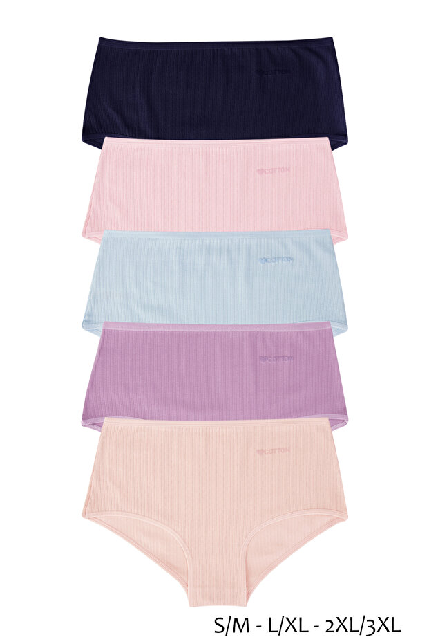 Women's Ribbed Ribbed High Waist Panties Pack of 5