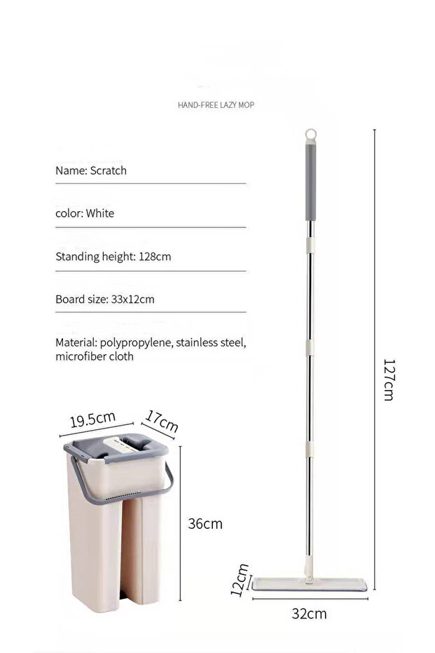 Mop and Bucket Set with Wringer Dual-Chamber Design for Washing and Drying – Includes 2 Mop Refills - 7