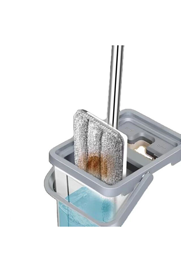 Mop and Bucket Set with Wringer Dual-Chamber Design for Washing and Drying – Includes 2 Mop Refills - 6