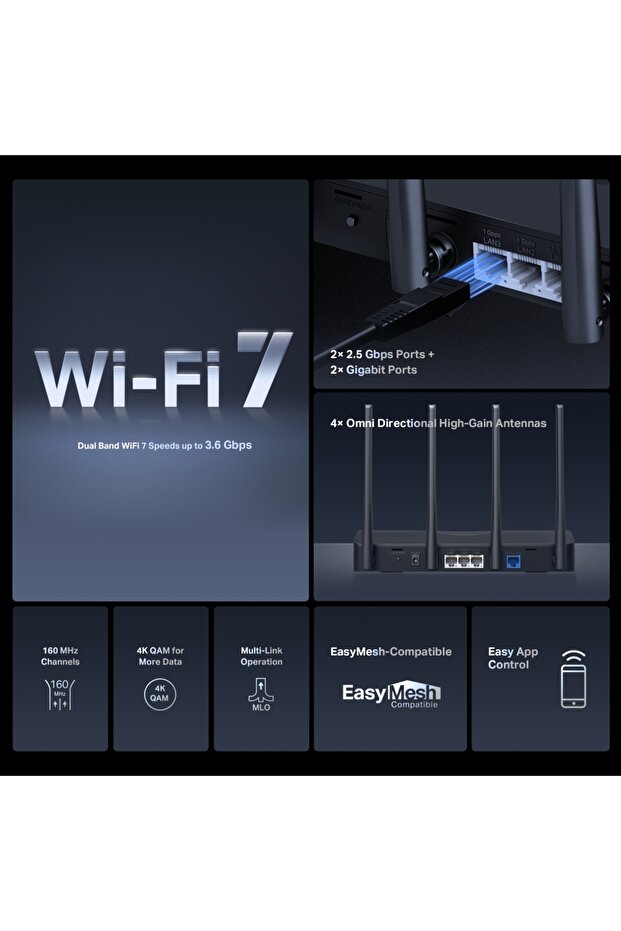 MR27BE | Wi-Fi 7 Router | BE3600 Mbps Hız | Dual-Band | Fiber Destekli | 2.5Gbps WAN & LAN - 3