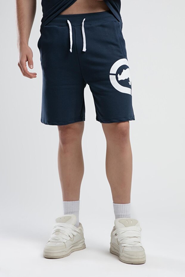 TRINITY Lacivert Örme Şort Nakışlı Standard Fit Erkek Örme Şort - 4