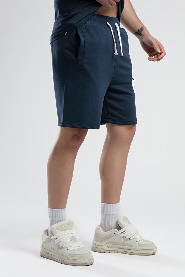 TRINITY Lacivert Örme Şort Nakışlı Standard Fit Erkek Örme Şort - 3