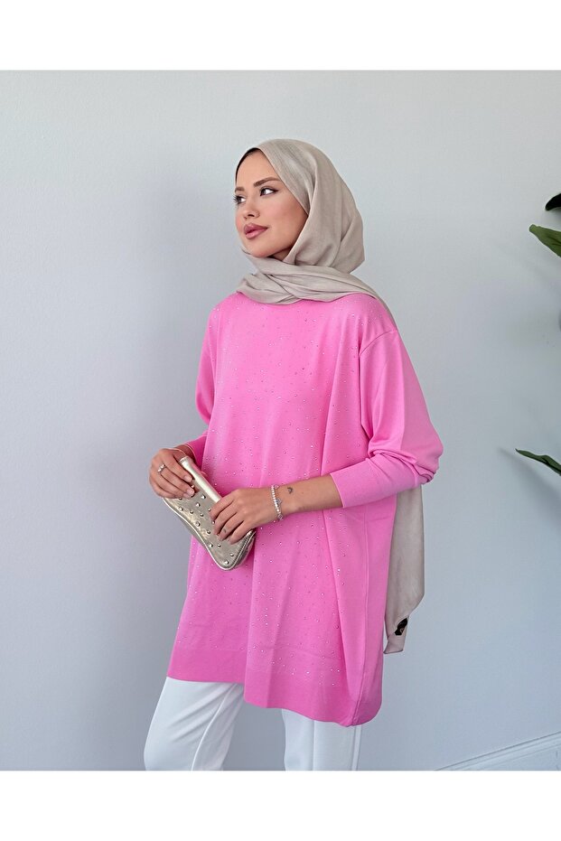 Taşlı Merserize Tunik - 1