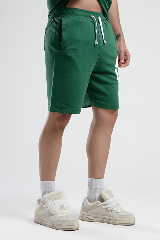 TRINITY Yeşil Örme Şort Nakışlı Standard Fit Erkek Örme Şort - 5