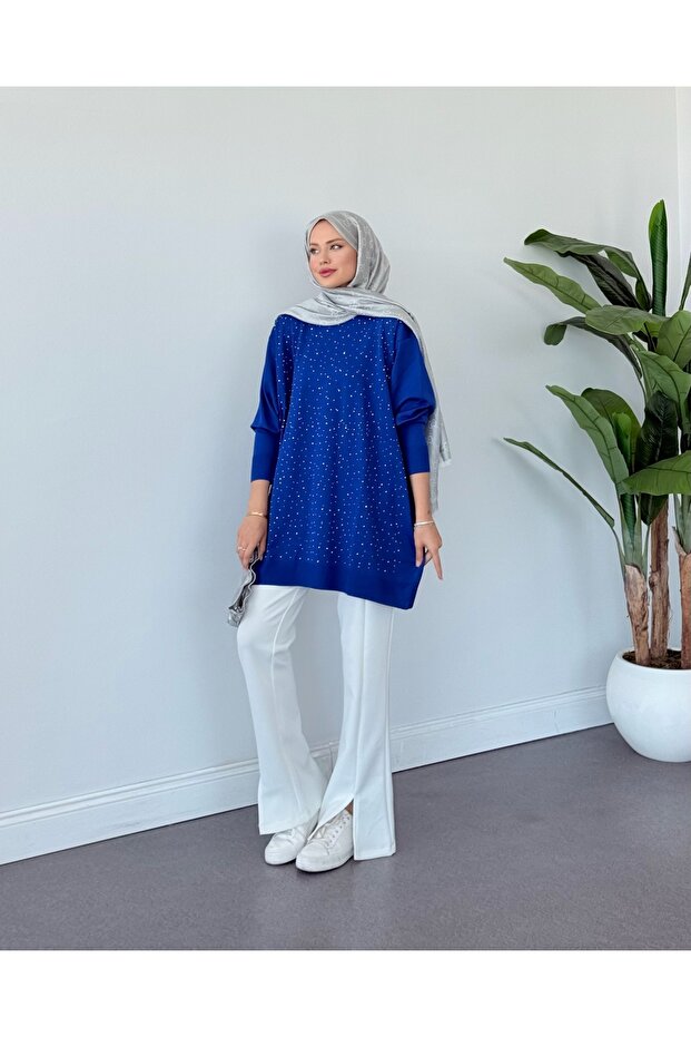 Taşlı Merserize Tunik - 3
