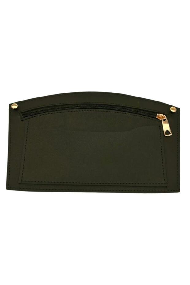 Angel Bag Accessory 24X15 cm Khaki Green Color Troked Faux Leather Pocket Light Gold Metallic