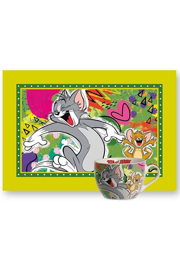 Tom & Jerry Breakfast Cup and Placemat Set – Mug & Cotton Table Mat for Tom & Jerry lovers–